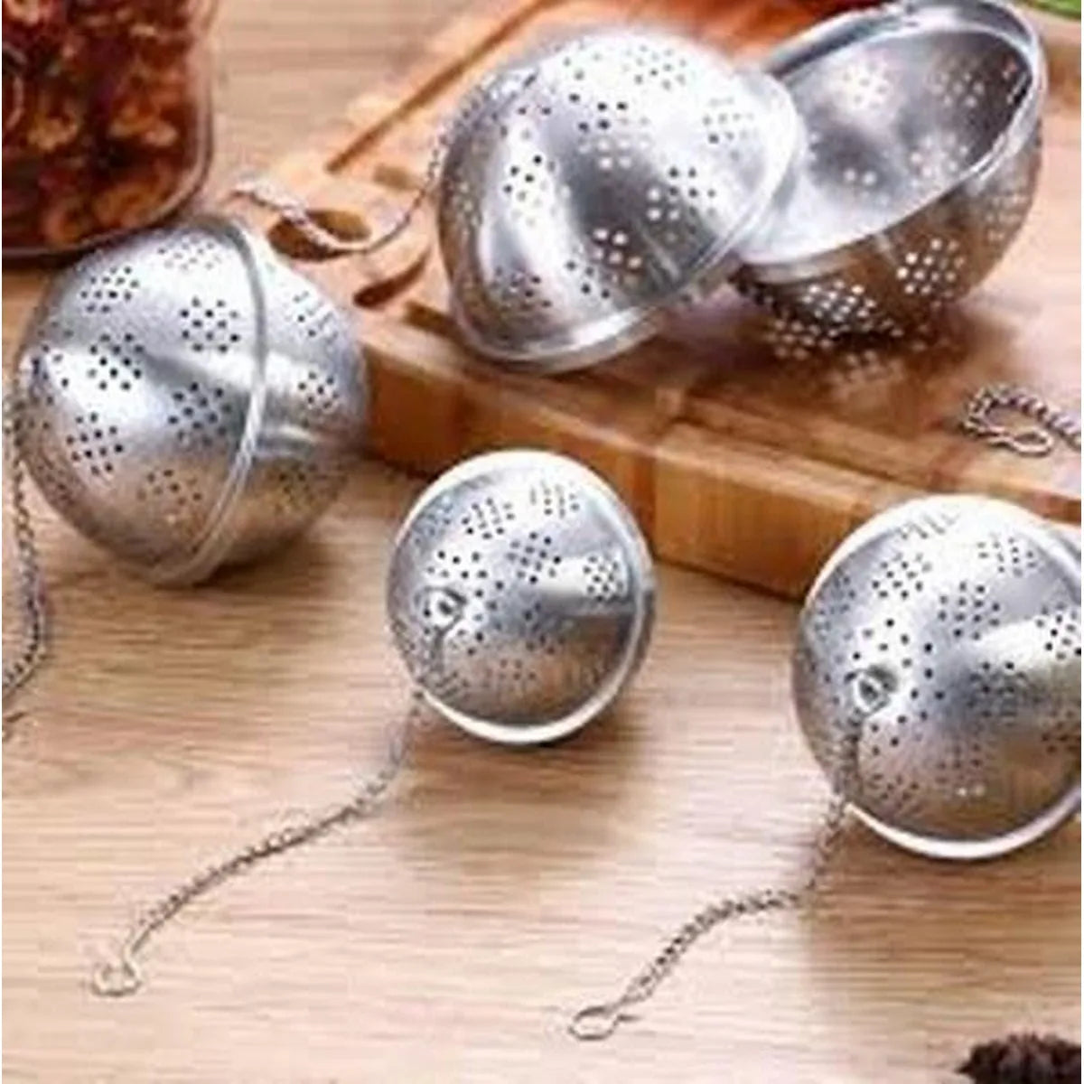 Stainless Steel Tea Infuser Ball with Chain | Spice Masala Strainer | Kitchen Tea Filter Ball.