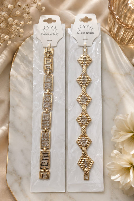 ✨ Elegant Gold-Tone Bracelet Pair – 2 Bracelets in 1 Set