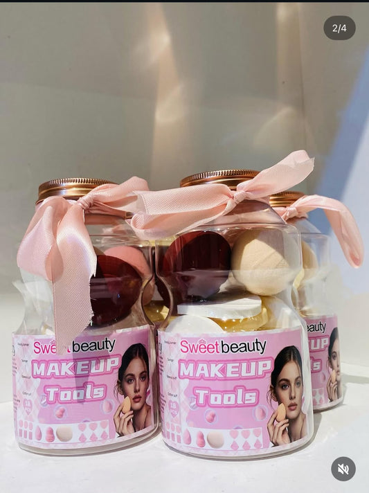 Sweet Beauty 18pcs Makeup Puffs Jar | Mix Shapes Foundation Powder Puffs | Gift Pack