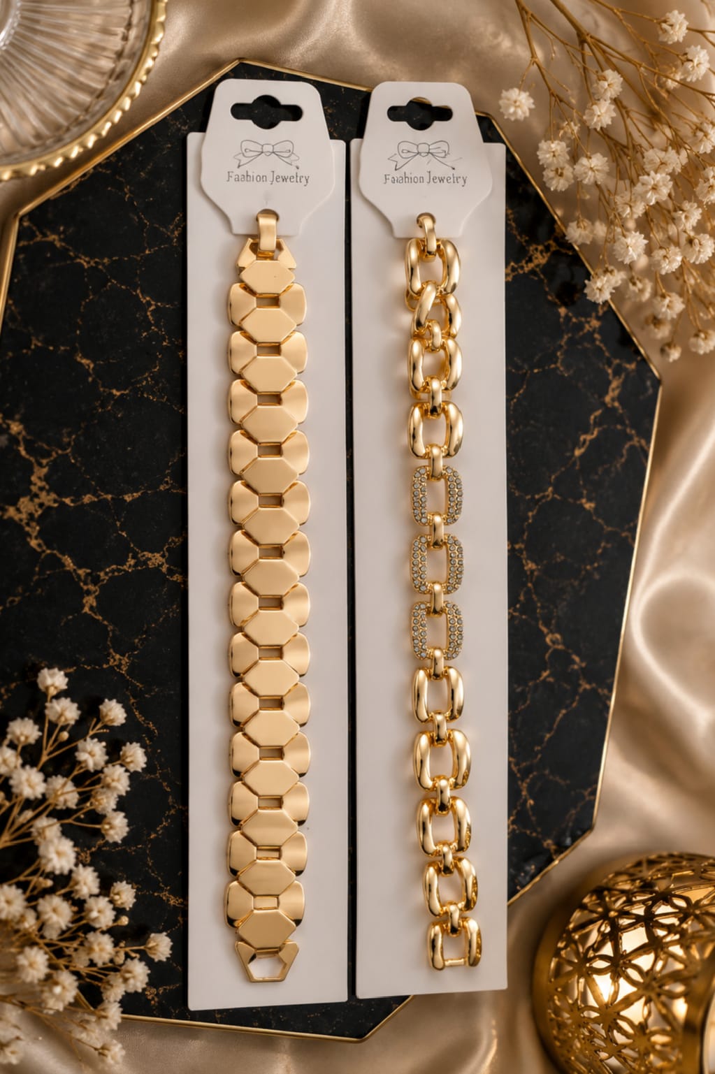 ✨ Elegant Gold-Tone Bracelet Pair – 2 Bracelets in 1 Set