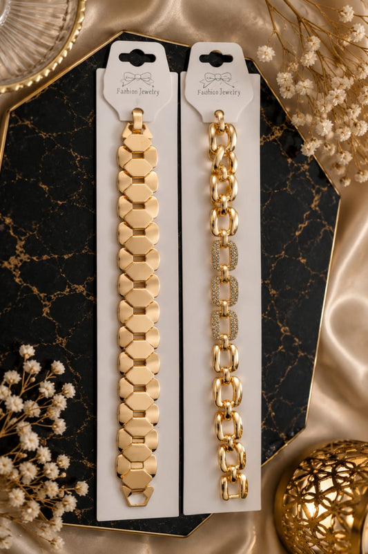 ✨ Elegant Gold-Tone Bracelet Pair – 2 Bracelets in 1 Set