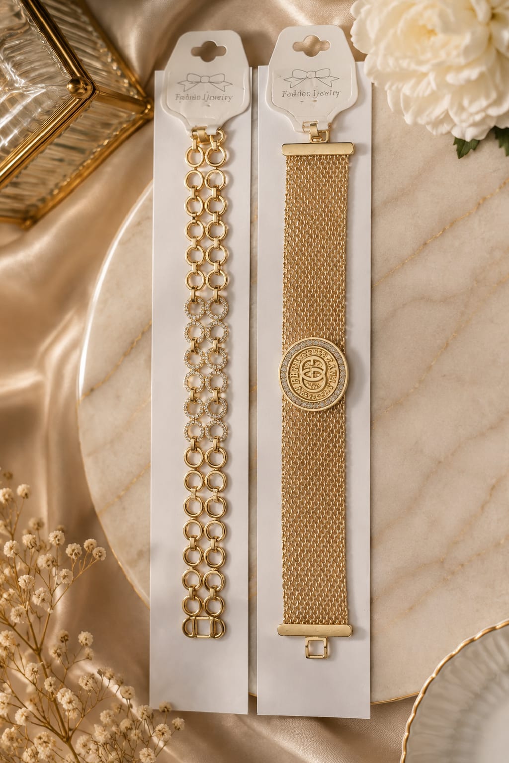 ✨ Elegant Gold-Tone Bracelet Pair – 2 Bracelets in 1 Set