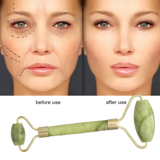 Premium Natural Jade Roller & Gua Sha Stone Set | Anti-Aging Facial Massager