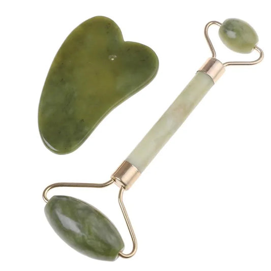 Premium Natural Jade Roller & Gua Sha Stone Set | Anti-Aging Facial Massager