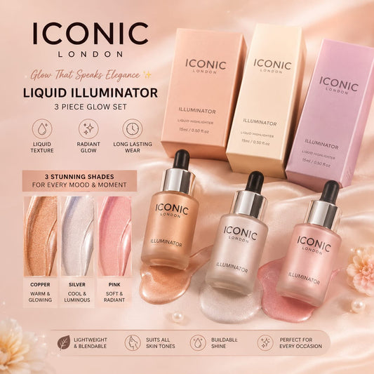 Iconic London Liquid Illuminator - 3 Piece Glow Set | Copper, Silver, Pink