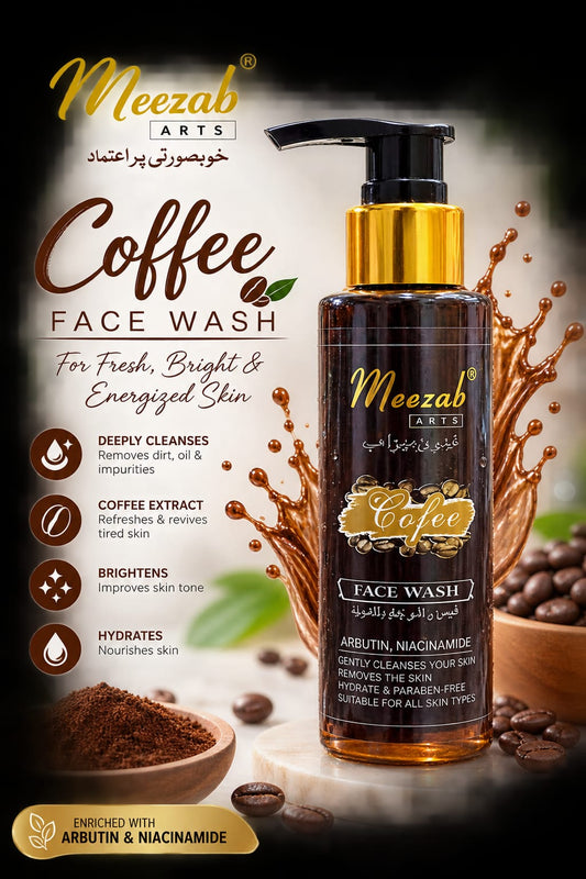 Meezab Arts Coffee Face Wash with Arbutin & Niacinamide | Brightening & Hydrating Facewash
